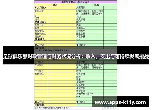 足球俱乐部财政管理与财务状况分析：收入、支出与可持续发展挑战